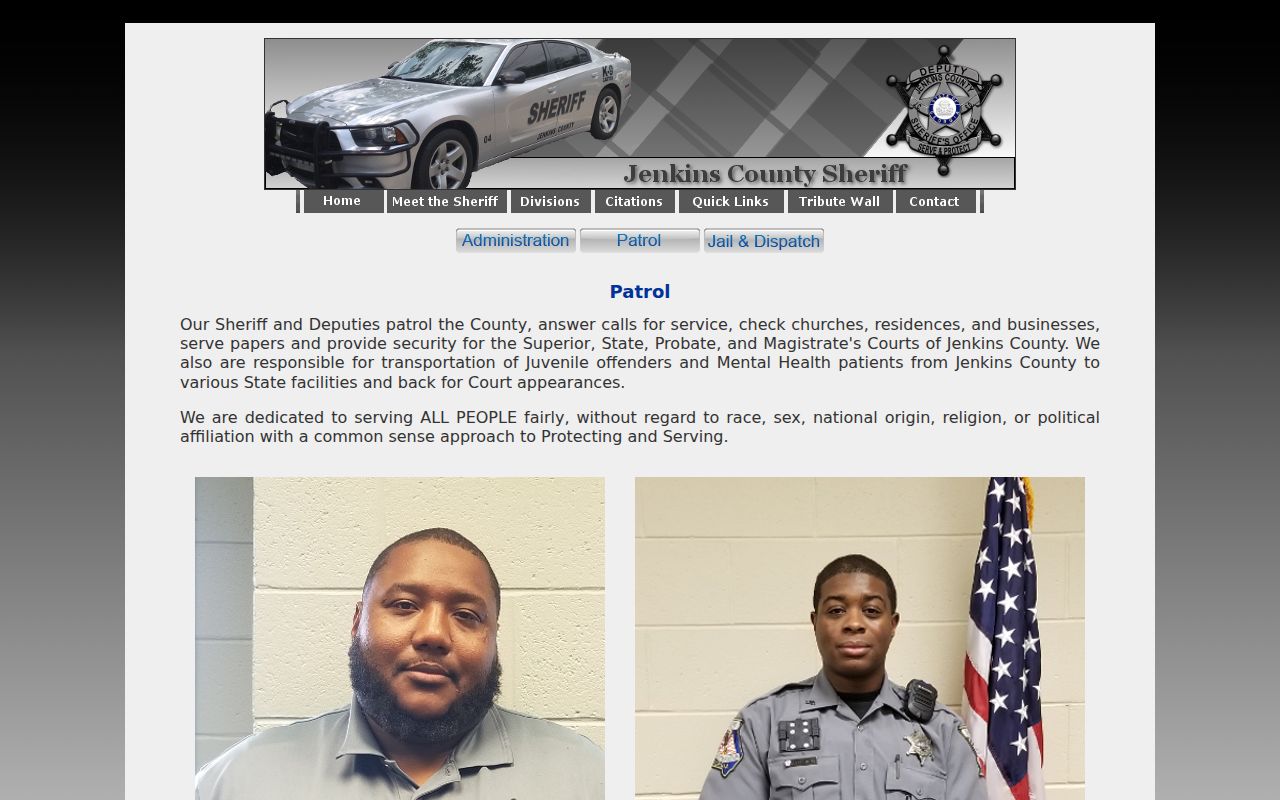 Jenkins County arrest warrant patrol and court service information