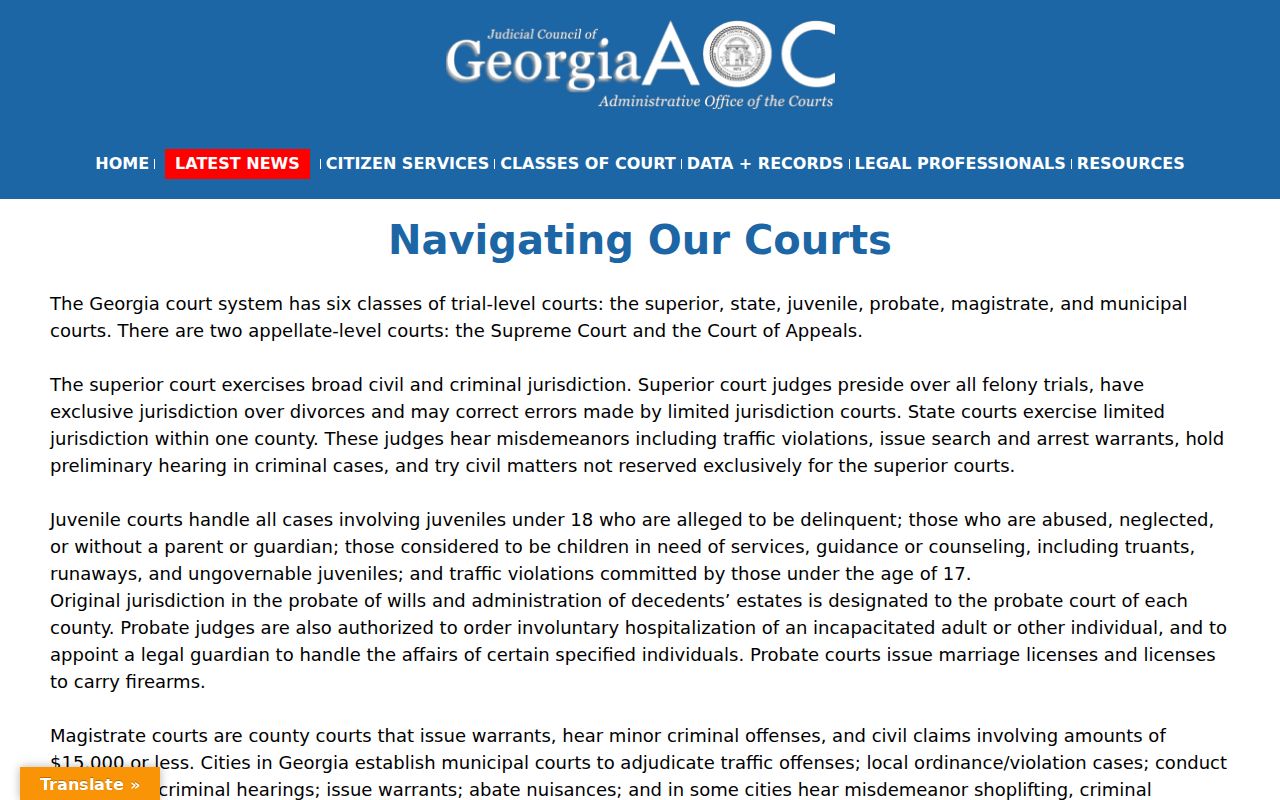 Jenkins County bench warrant court hierarchy information