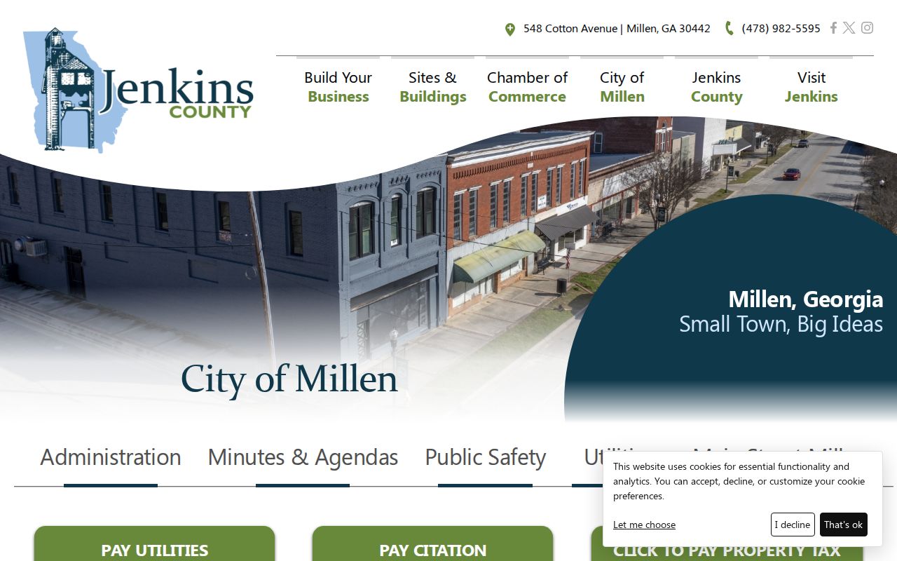 Millen warrant records City Hall and citation contact page