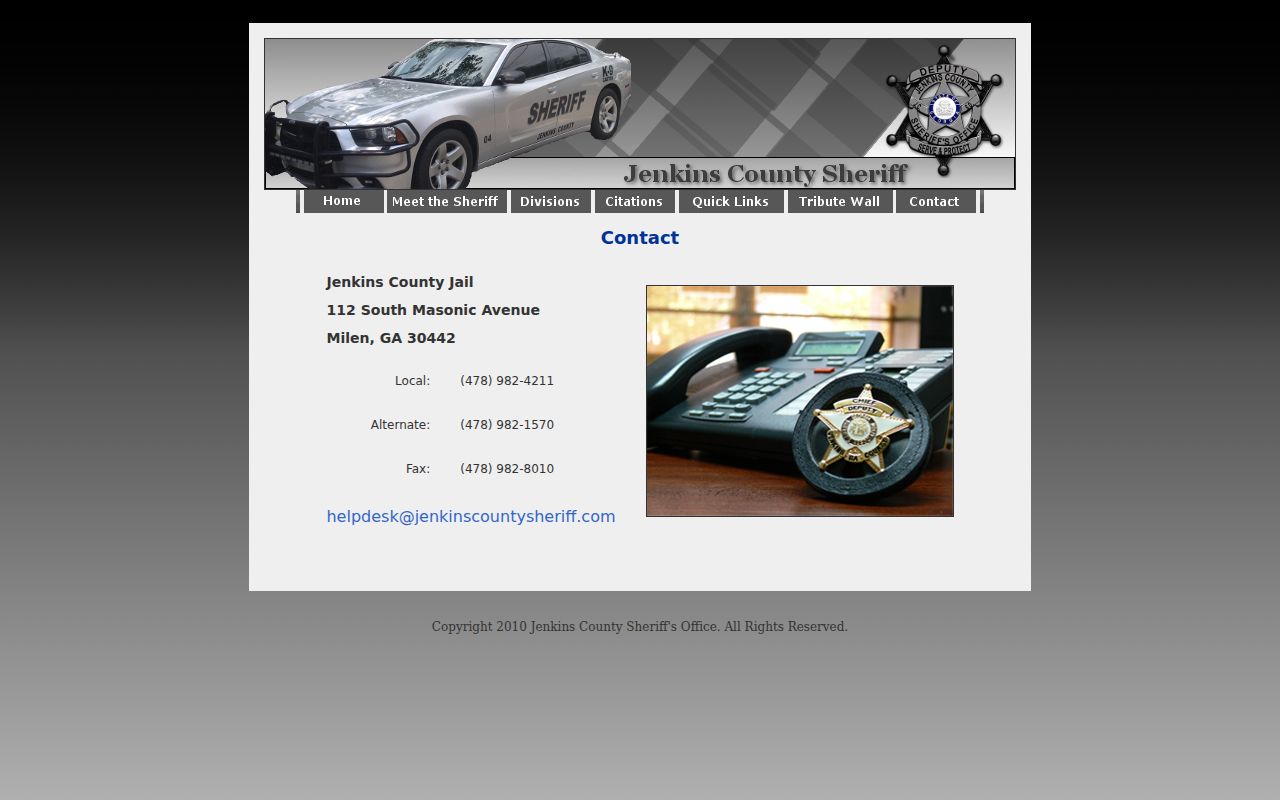 Jenkins County warrant records sheriff and jail contact page